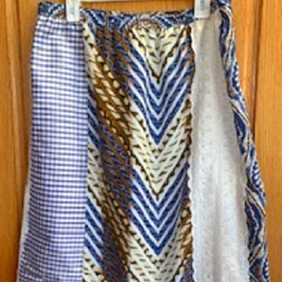 Women's Koos Of Course Silk/Cotton/Pol Blend Pull On Skirt Lace & Prints Sz: L - Picture 1 of 6